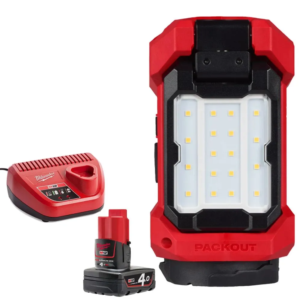 Milwaukee M12ALIP-0 12V Unique Cleat Packout Task Light 1 x 4.0Ah Battery & Charger