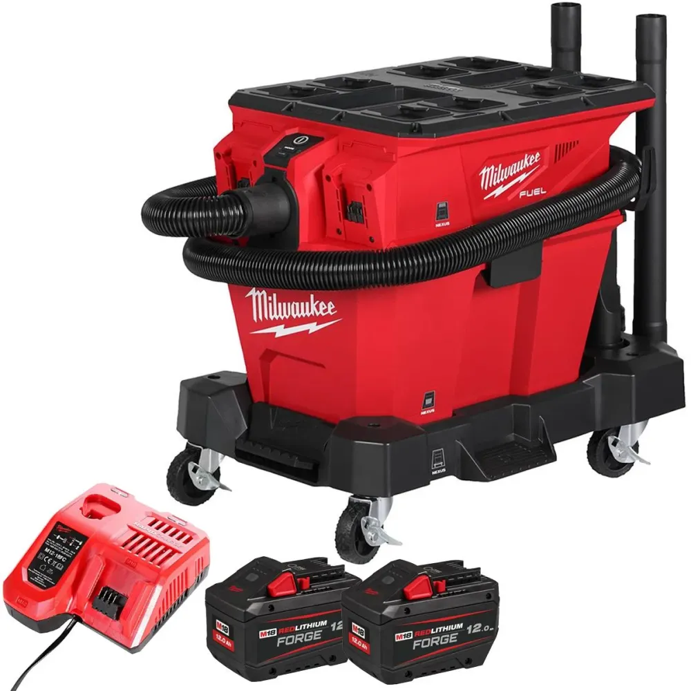 Milwaukee M18F2VC23LG2-0 36V Brushless Wet & Dry Vacuum Cleaner 2 x 12.0Ah Battery & Charger