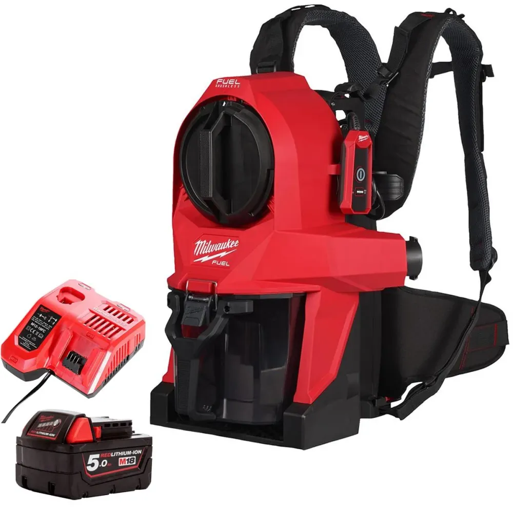 Milwaukee M18FBPV2-0 18V M18 Brushless Backpack Vacuum 1 x 5.0Ah Battery & Charger