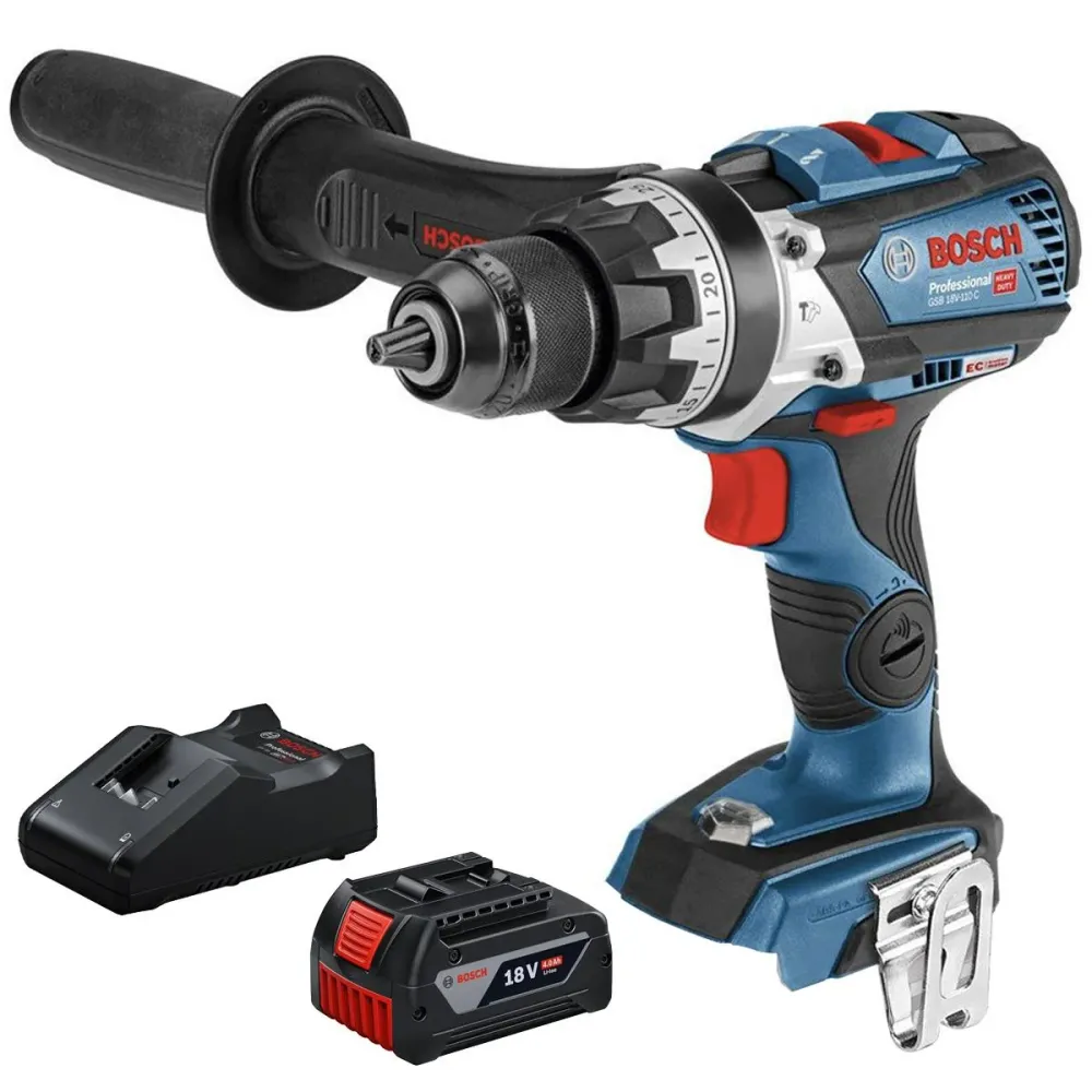 Sangle de fixation Bosch GSB 18V-110 C 18V Brushless Combi Drill 1 x 4.0Ah Battery & Charger