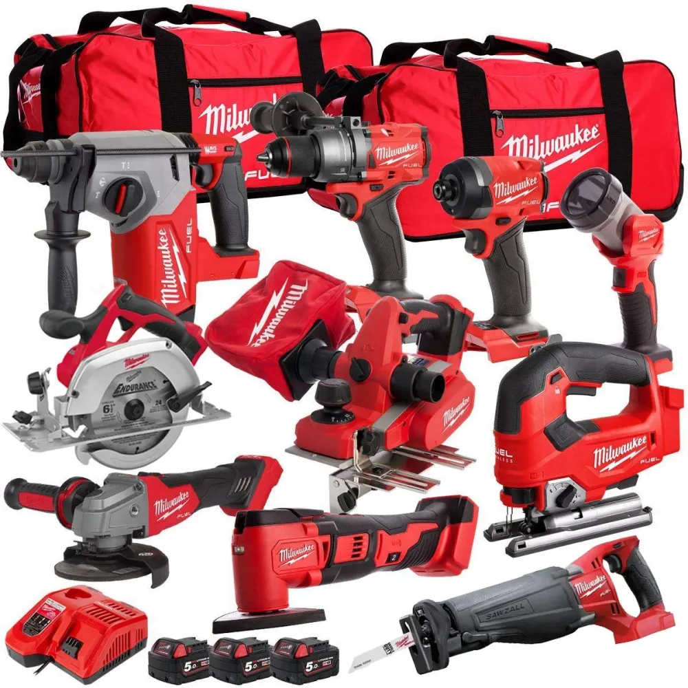 Sangle de fixation Milwaukee 18V 10 Piece Combo Kit 3 x 5.0Ah Battery & Charger T4TKIT-32230