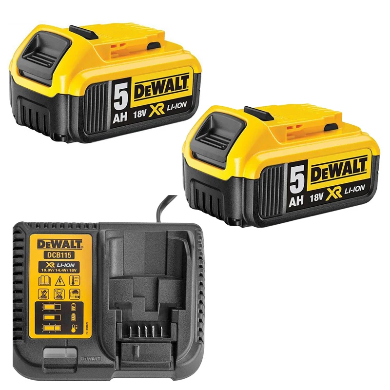 Sangle de fixation Pack ÉNERGIE DEWALT 2 Batteries 5,0 Ah 18V DCB184-XJ et un chargeur DCB115-XJ