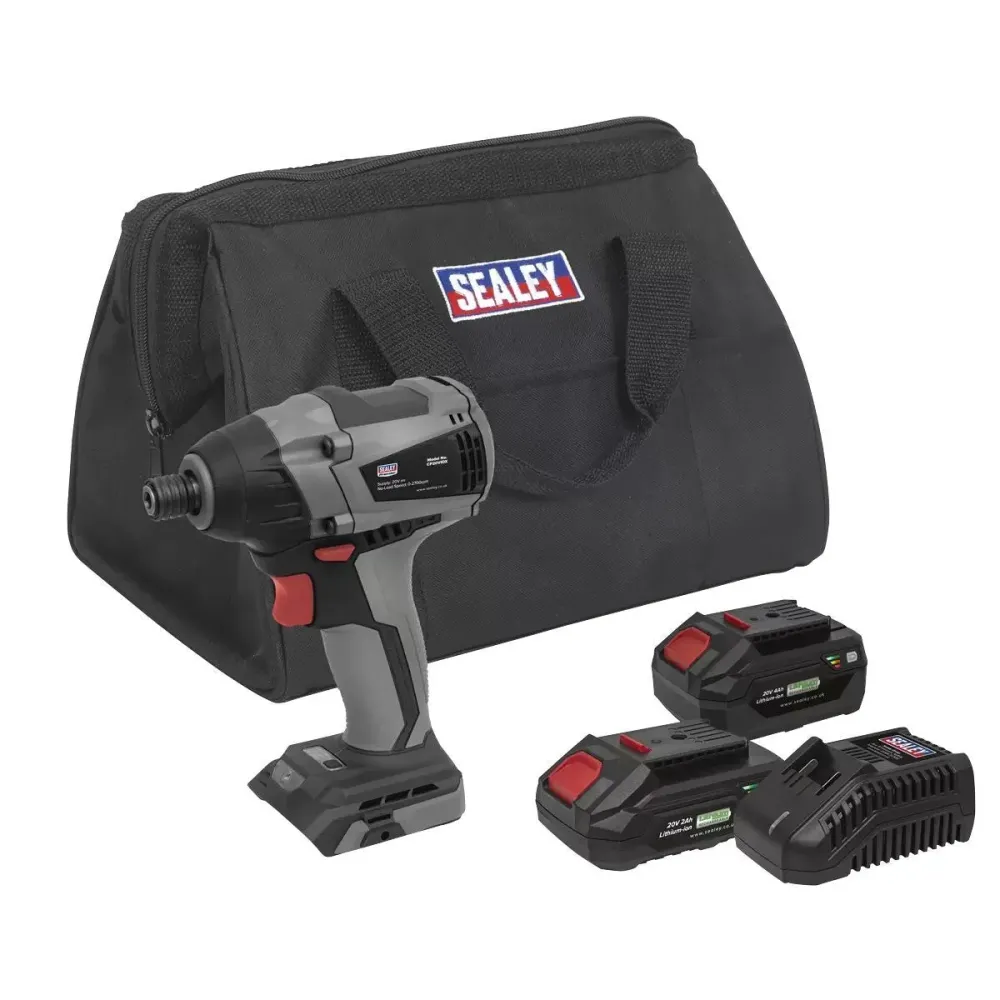Sealey CP20VIDXKIT 20V Brushless Impact Driver Kit 1/4"Hex 2 Batteries & charger