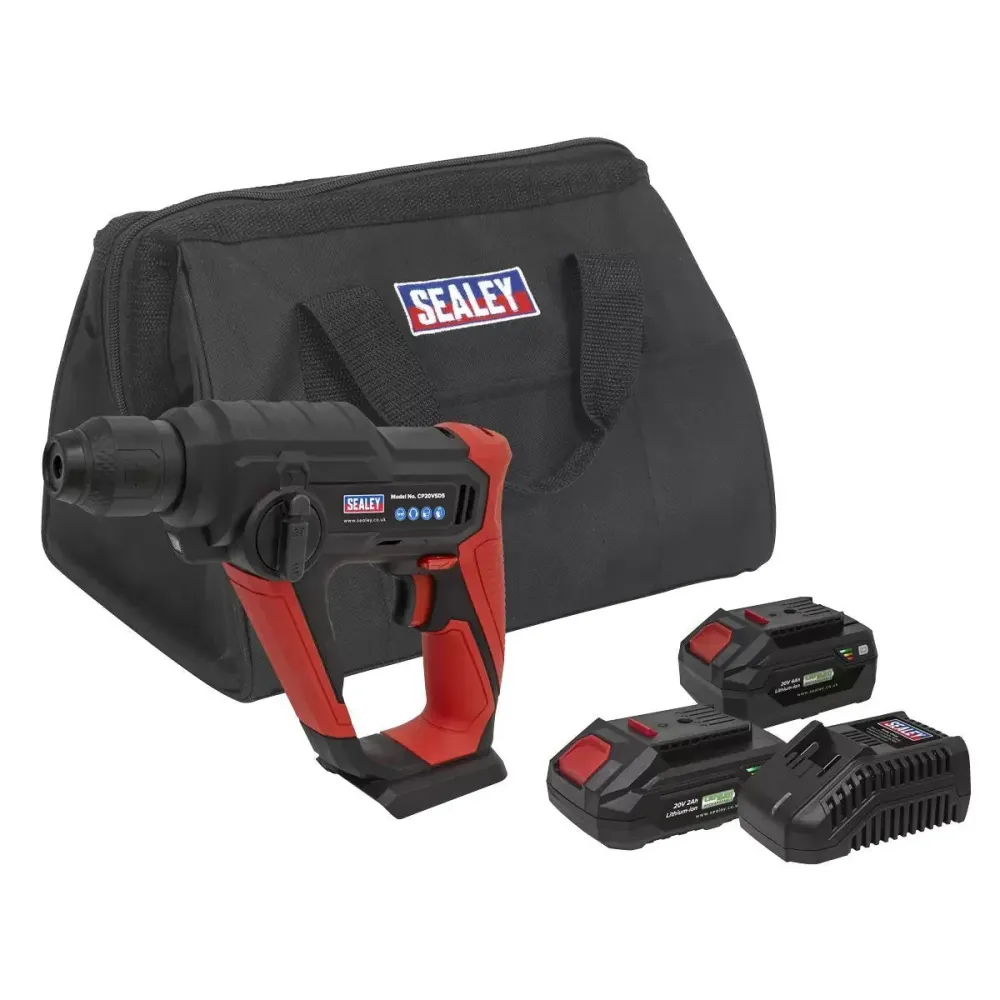 Sealey CP20VSDSKIT 20V SDS Plus Rotary Hammer Drill Kit 2 x Batteries & Charger