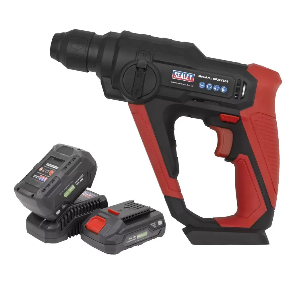 Sealey CP20VSDSKIT 20V SDS Plus Rotary Hammer Drill Kit 2 x Batteries & Charger