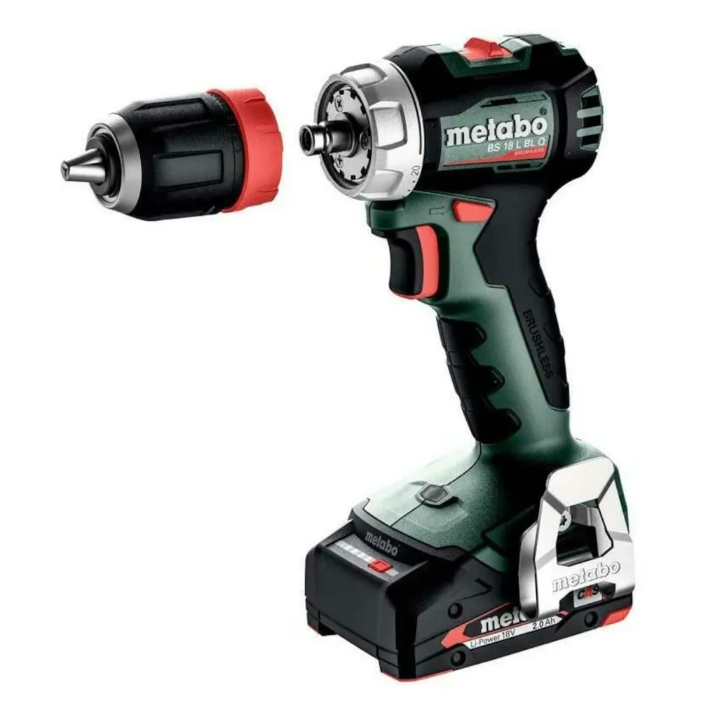 Support GPS moto Metabo BS 18 L BL Q 18V Brushless Drill Driver 2 x 2.0Ah Battery Charger & Case