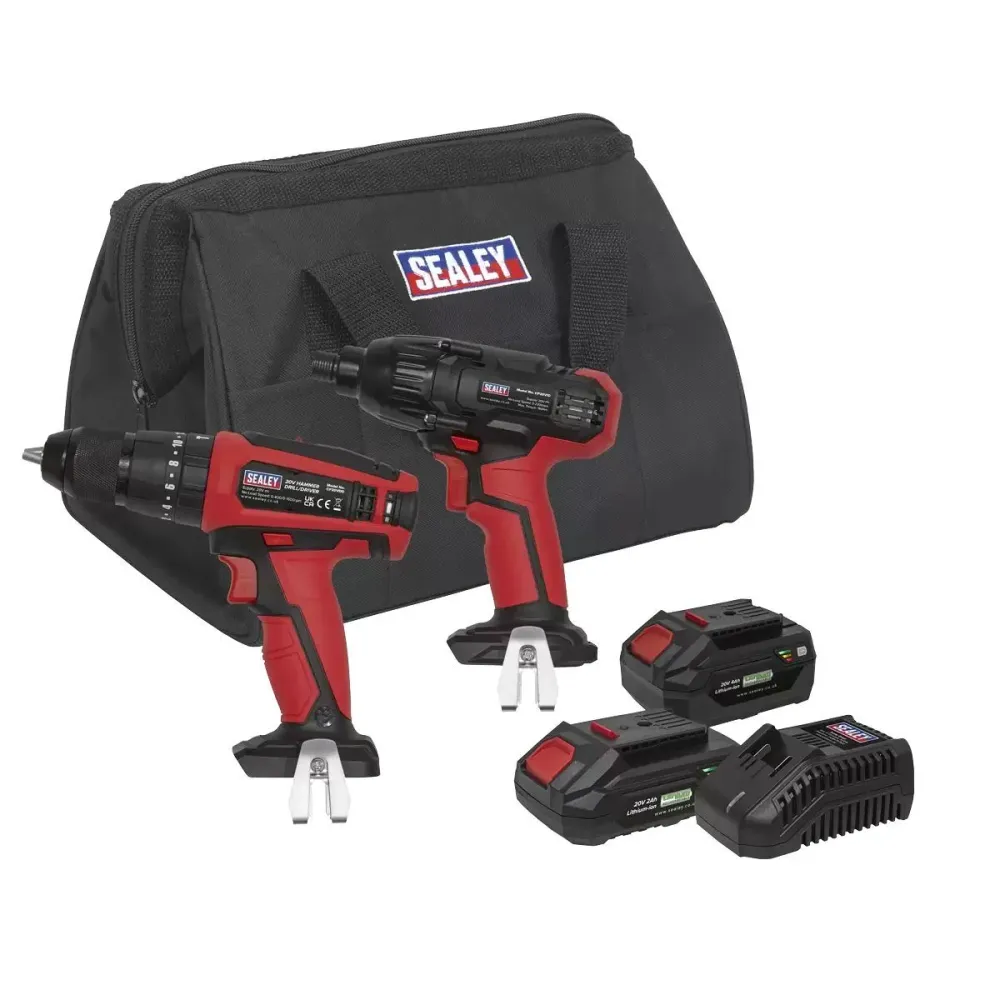 Support GPS moto Sealey CP20VDDCOMBO 20V Hammer Drill/Impact Driver Combo Kit 2 Batteries & charger