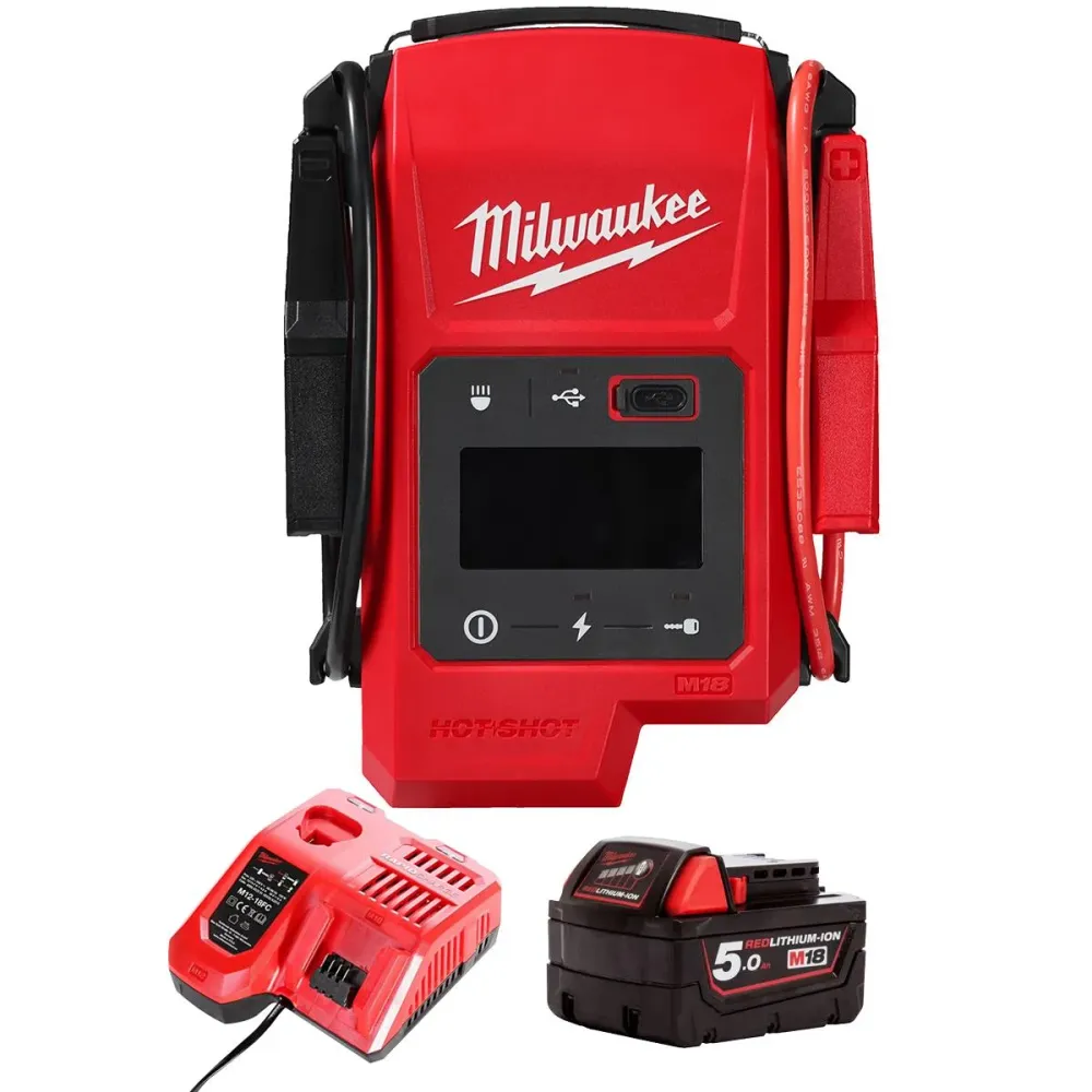 Support smartphone Milwaukee M18JS2000-0 18V Jump Starter 1 x 5.0Ah Battery & Charger