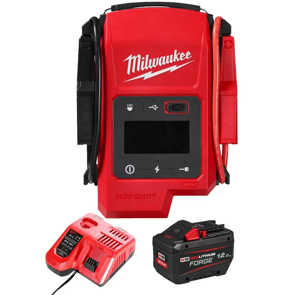 Support smartphone Milwaukee M18JS2000-0 18V Jump Starter 1 x 12.0Ah Battery & Charger