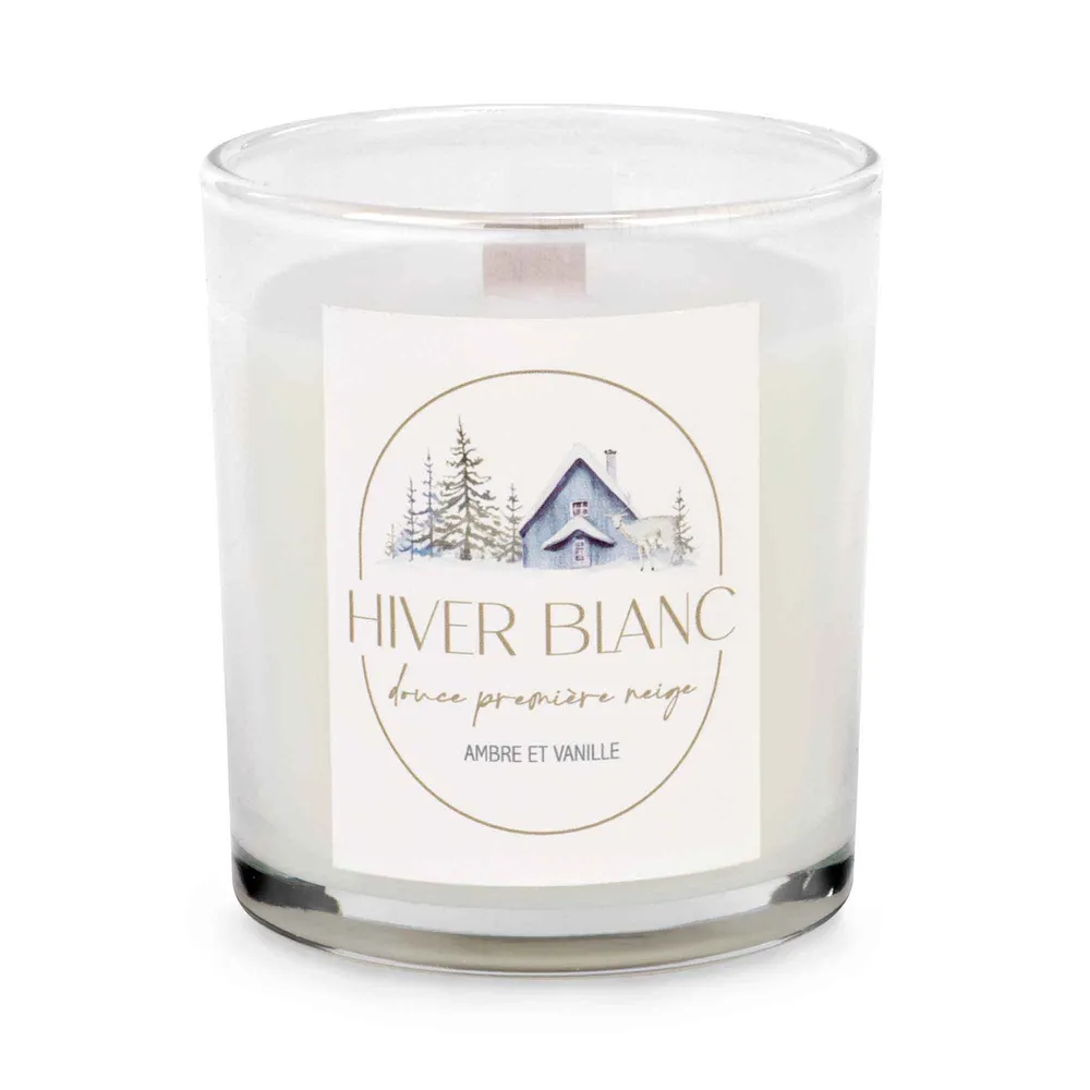 Chandelle parfumée ''HIVER BLANC douce première neige'', ambre et vanille - 22mm/25mm/28mm