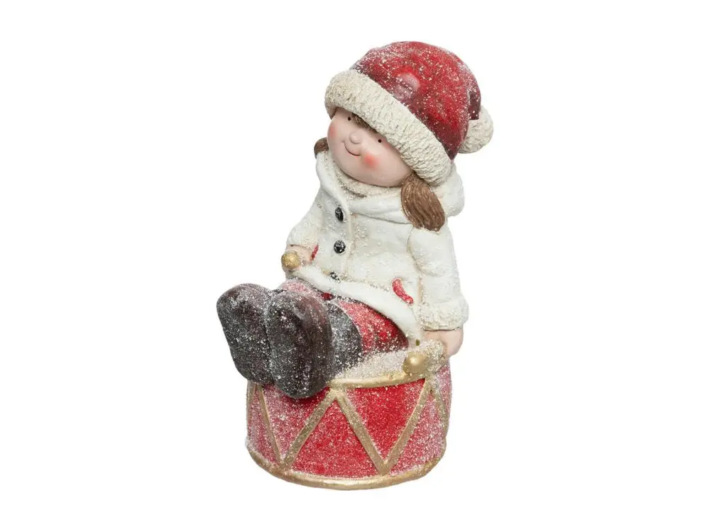 Déco de Noël Fille musicienne en Hiver effet givré H 40 cm pour motards voyageurs