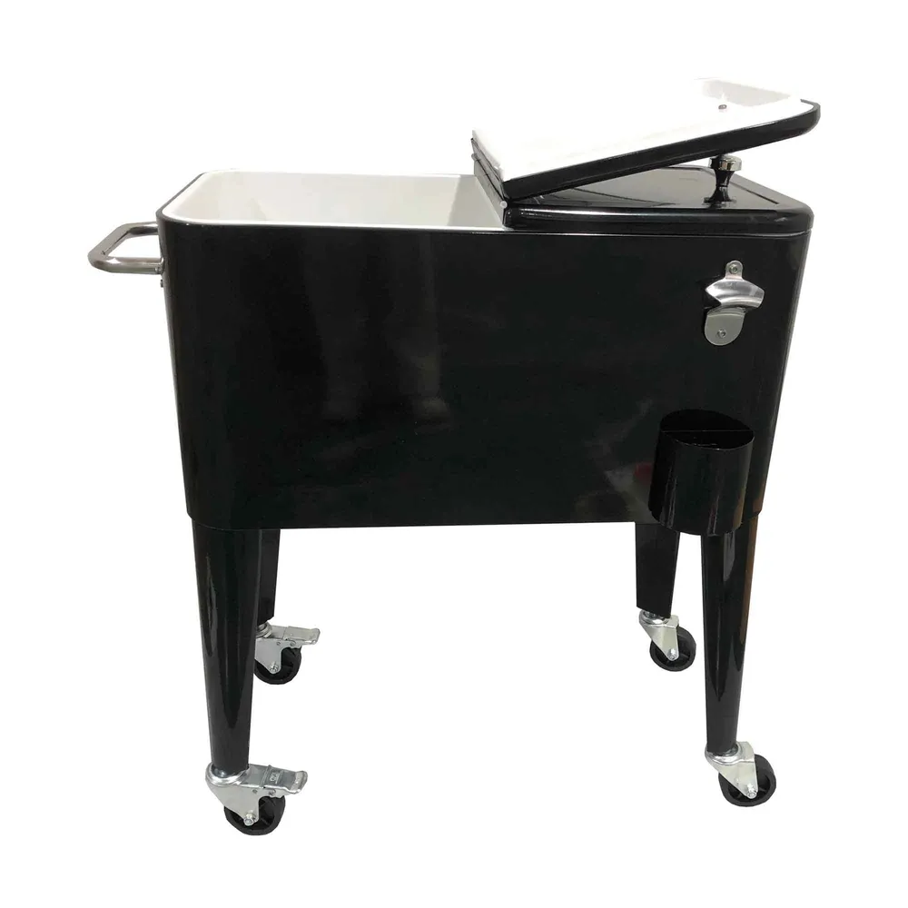 Glacière noire classique sur pieds avec roues en acier, 57 L Compatible avec la plupart des modèles