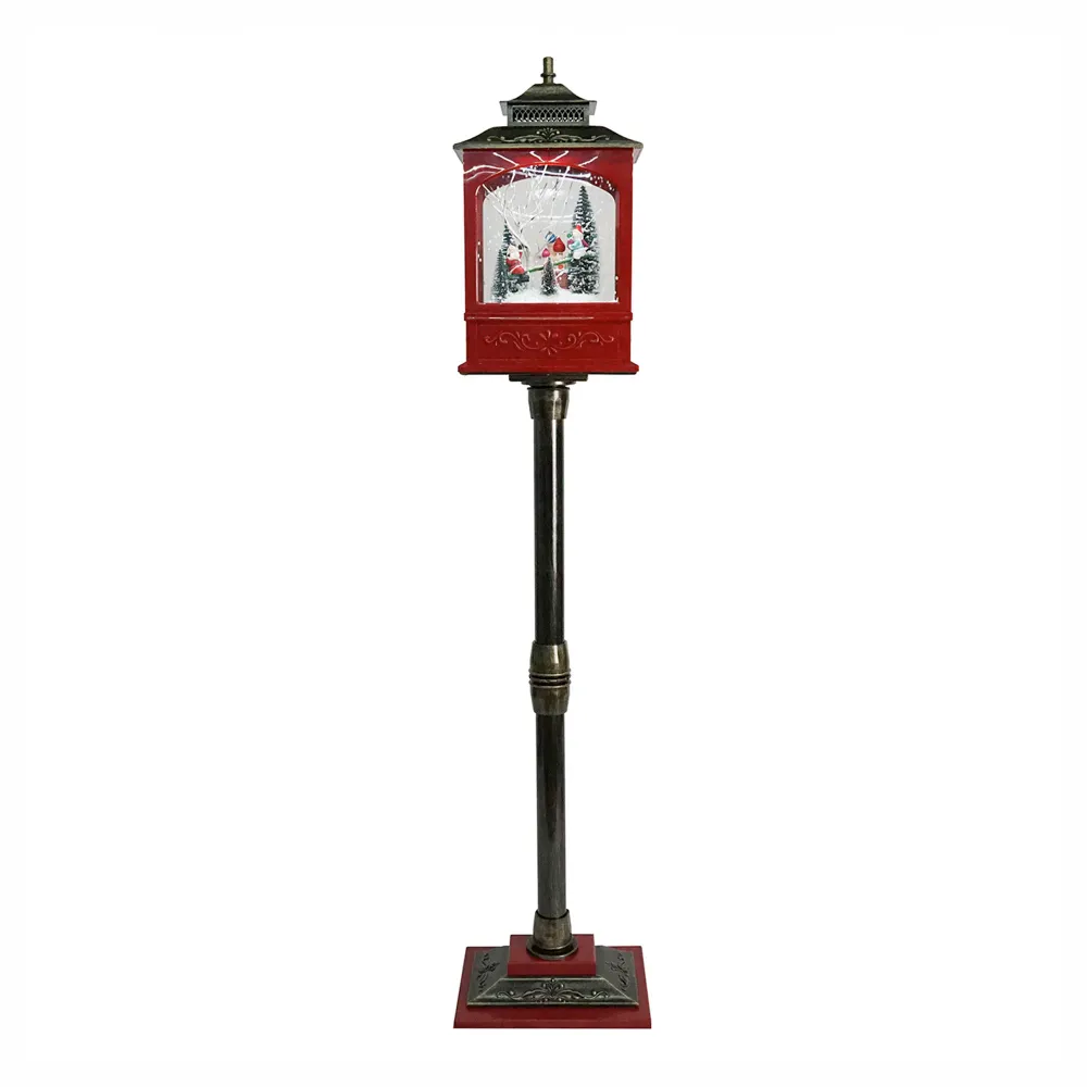Rétroviseur sport Lampadaire sur pied classique avec Père Noël et bonhomme de neige, 49"