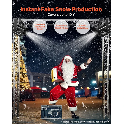 Sangle de fixation 800W Snow Making Machine, Portable Handheld/Hanging Snow Maker 1L Tank & Déconnecté Remote
