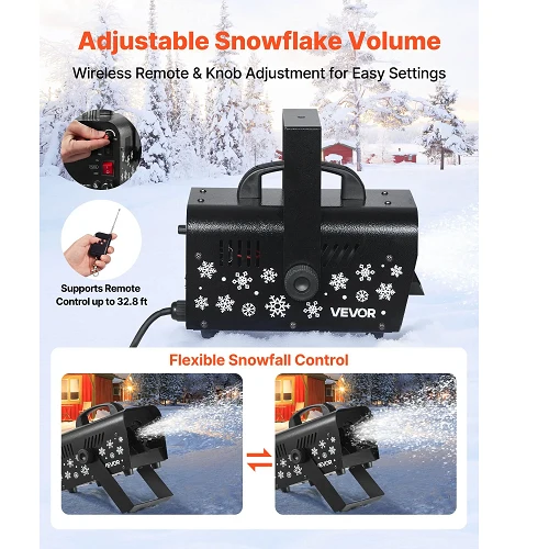 Sangle de fixation 800W Snow Making Machine, Portable Handheld/Hanging Snow Maker 1L Tank & Déconnecté Remote