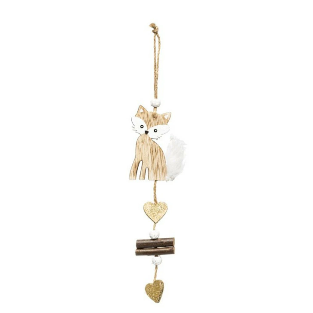 Sujet de noël renard "glacé" 21cm naturel pour transport d'équipement