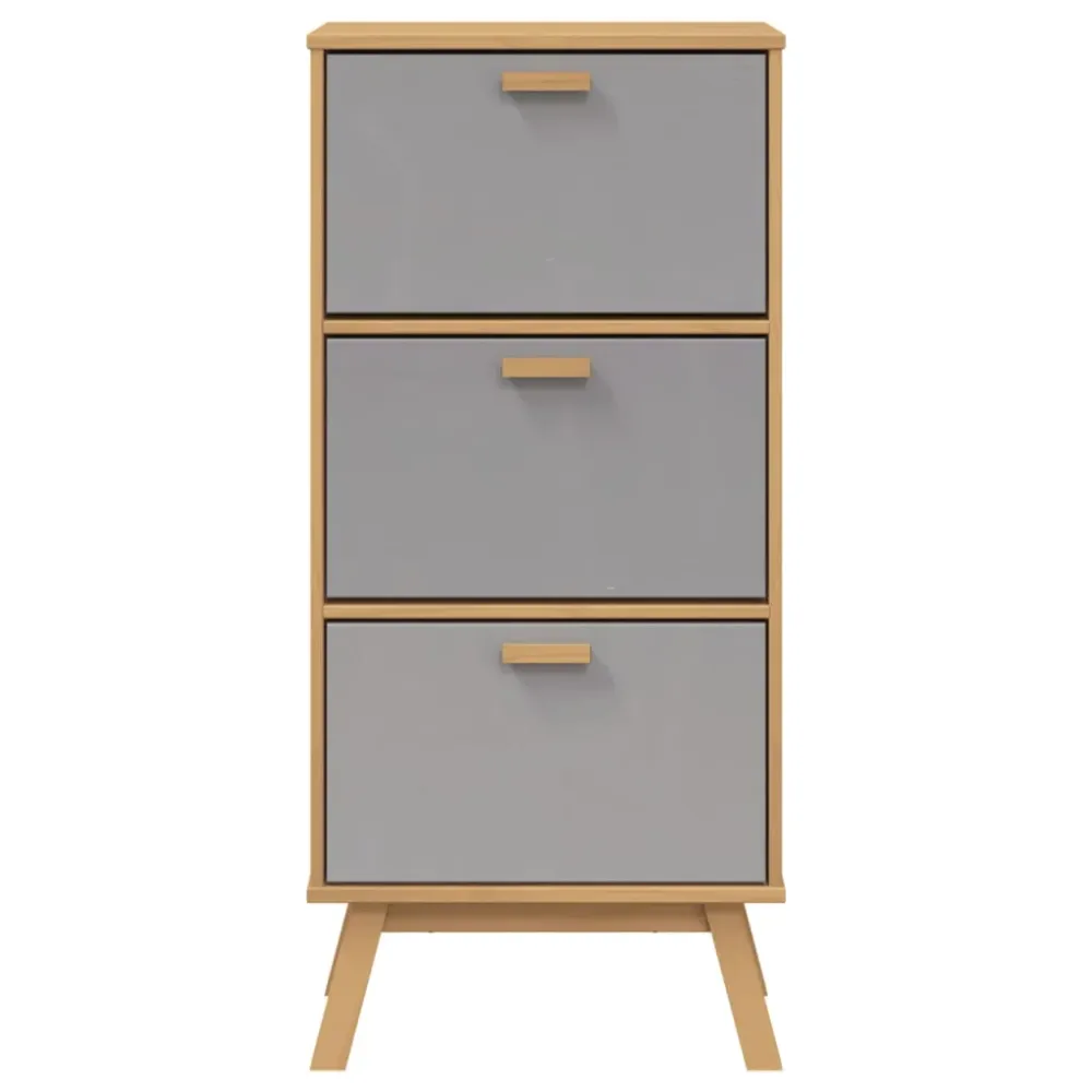 Armoire à chaussures range chaussures rangement meuble entrée couloir salon et bois massif de pin gris 02_0022032 pour Qua...
