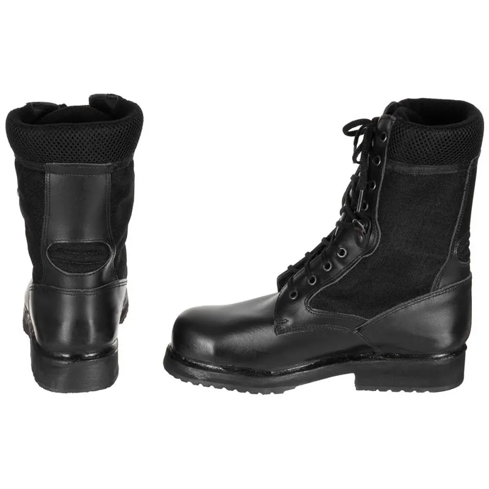 Bottes de combat militaires italiennes originales en cuir érien semi-saisonnières noires