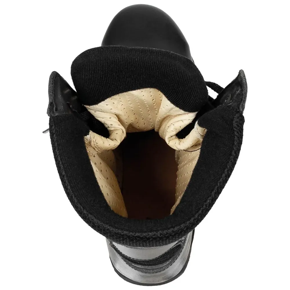 Bottes de combat militaires italiennes originales en cuir érien semi-saisonnières noires