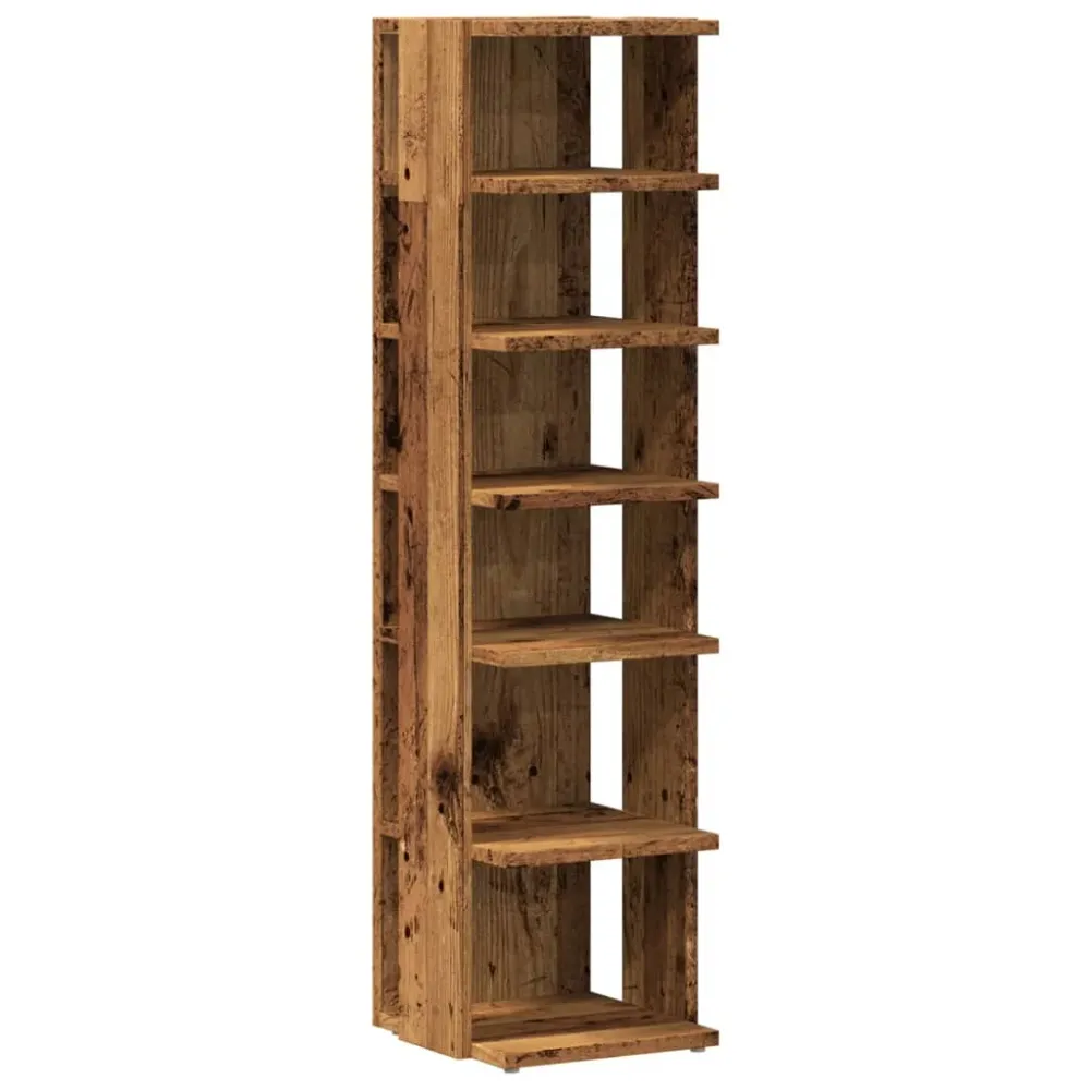 Certifié CE Armoire à chaussures range chaussures rangement meuble entrée couloir salon vieux bois 28 x 27 x 102 cm bois d...