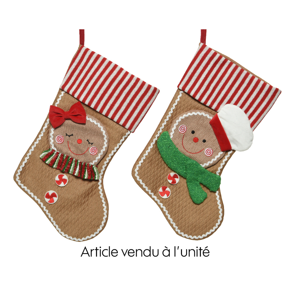 Chaussette de noël en tissu synthétique H52cm