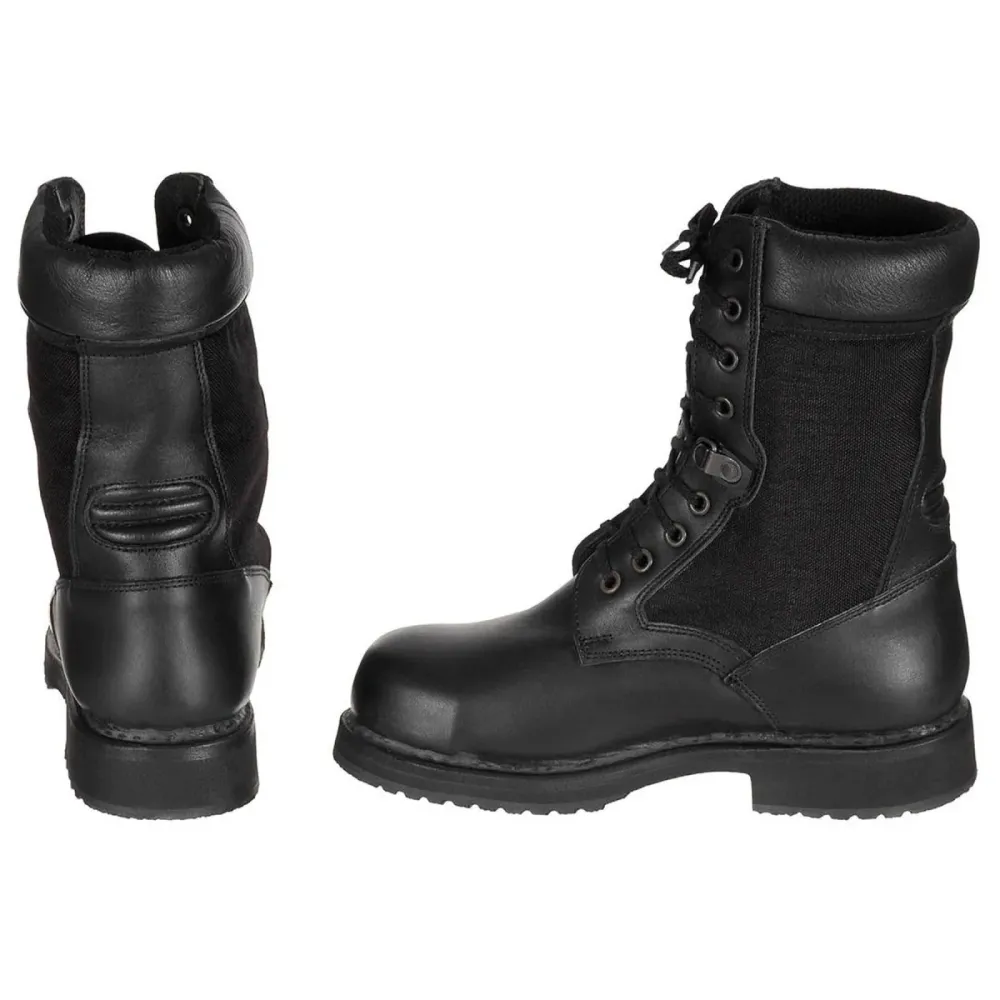 Chaussures de combat militaires italiennes originales en cuir peu épais noir pour l'hiver Certifié CE