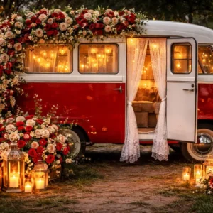 Fond rose rouge Lanterne vieux Camper Romance Paillettes Fond Valentine LXX512-85