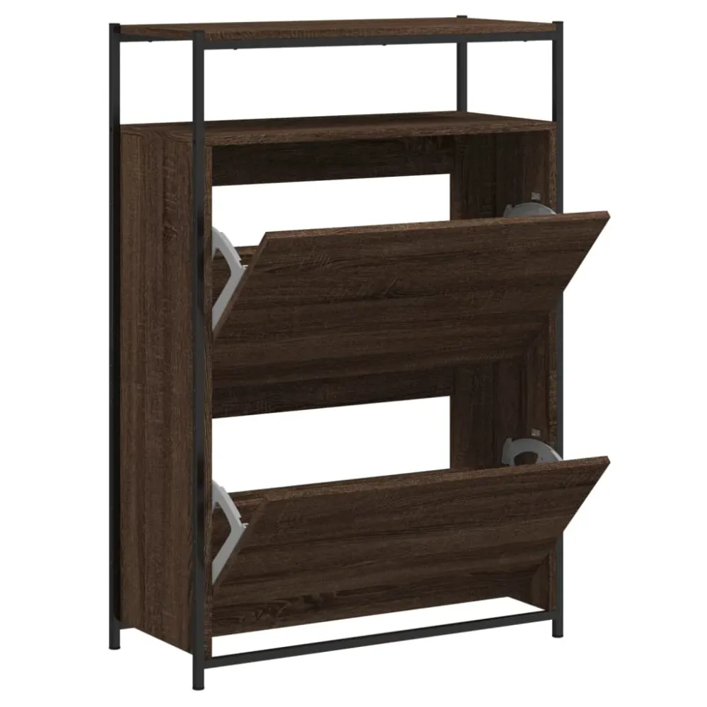 Meuble à chaussures 75 x 34 x 112 cm bois d'ingénierie marron 02_0043415