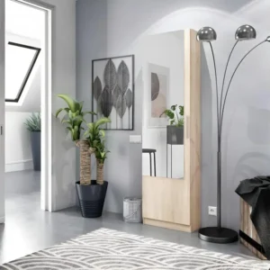 Professionnel Meuble à chaussures avec miroir Chêne manifeste - ALTO - L 50 x l 22 x H 180 cm