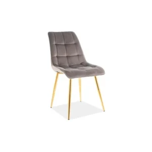 Protection pare-brise Chaise velours matelassé Komy-Couleur Gris-Couleur des pieds Doré