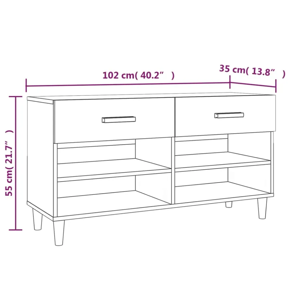 Protection thermique Meuble à chaussures 102 x 35 x 55 cm bois d'ingénierie marron 02_0043379