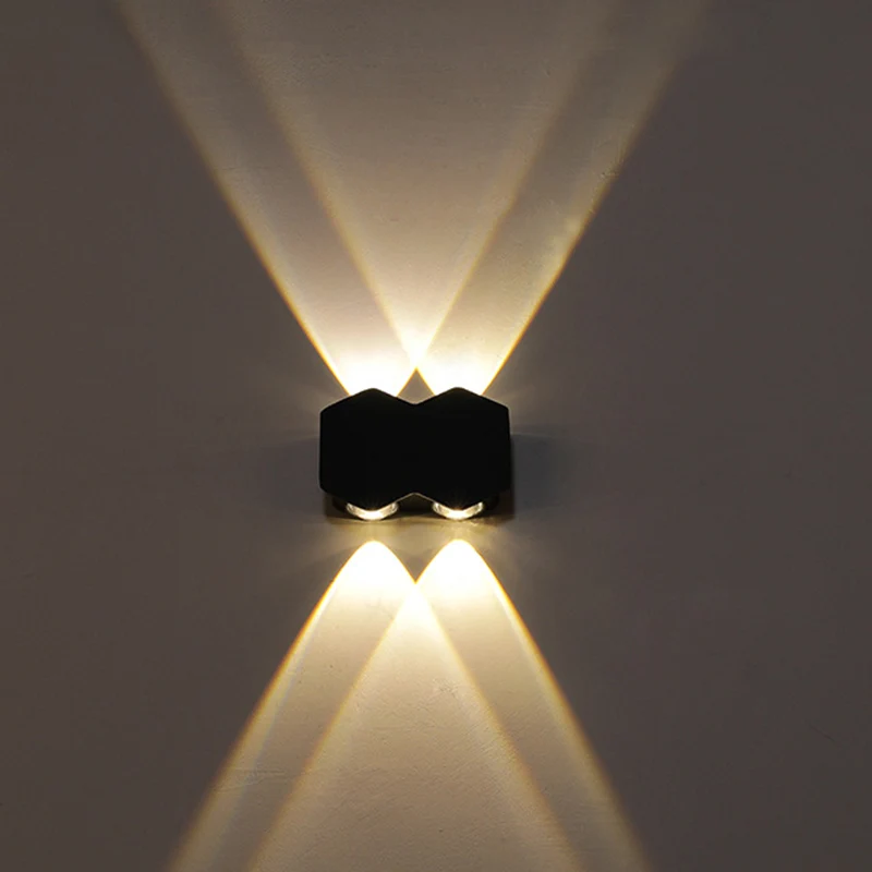 Ellipsen-/Kurven-/Waben-Mini-Wandleuchte, Nordic Metallic, 4/6-flammige LED-Wandleuchte für den Flur Schwarz