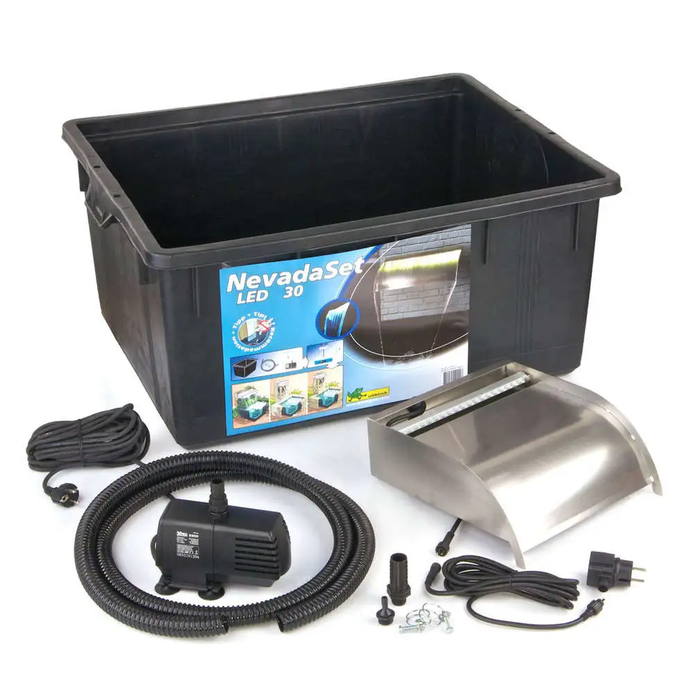 Kit cascade inox Nevada pour bassin : 1 lame d'eau 30 cm Led Ubbink