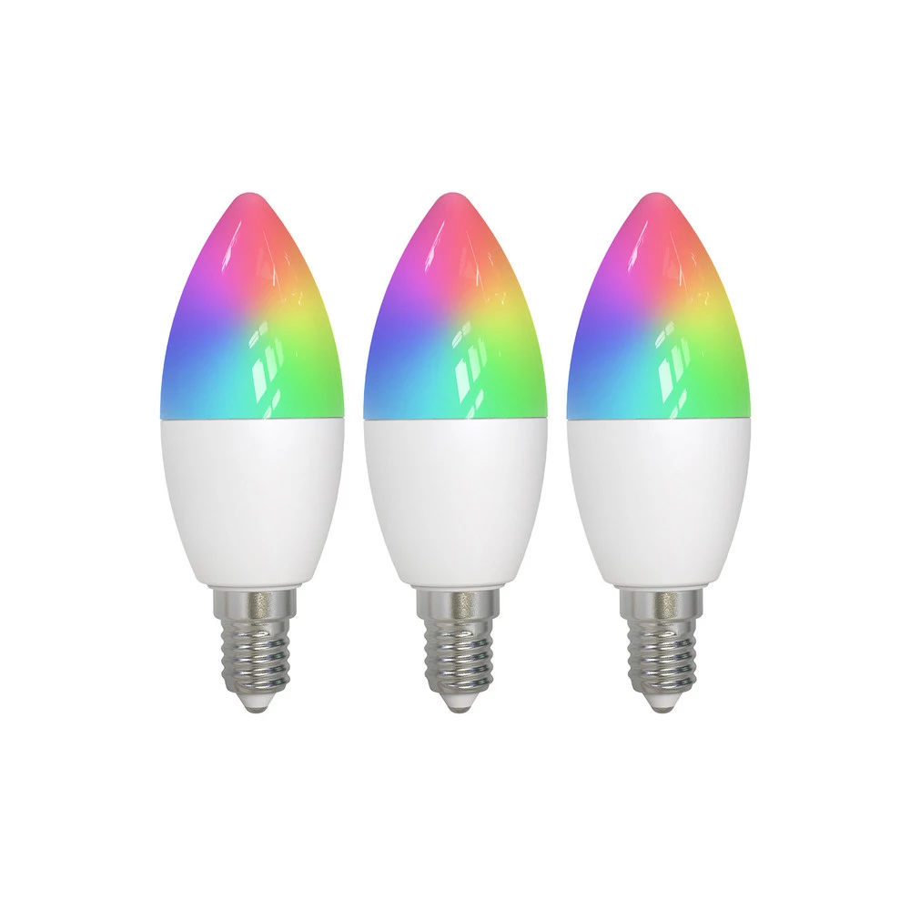 LUUMR Évolué ampoule bougie LED E14 4,9W RGBW CCT Tuya mat 3 pièces