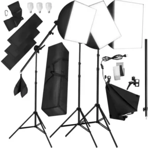 Kit éclairage studio 3 Lampes + Softbox + Trépieds Pour des prises d'intérieur et d'extérieur