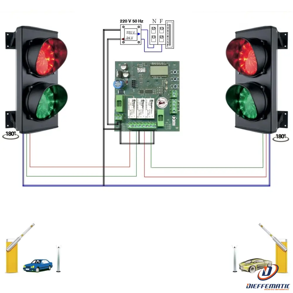 Kit Impianto Semaforico 2 Luci 24 Led Rossi 24 Led Verdi Securvera Sk-Sld2S2Lavb