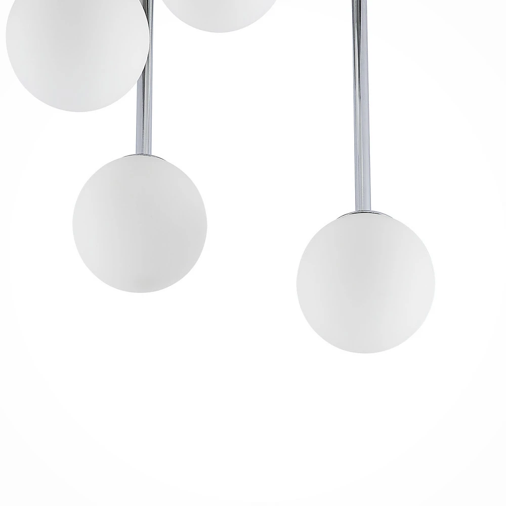 Lindby plafonnier Chrissy, Ø 27 cm, chromé, à 5 lampes, verre