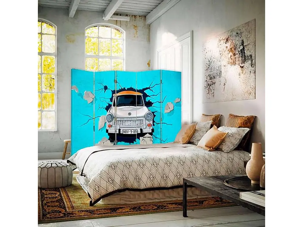 Paravent trabant une voiture 5 volets - 180 x 150 cm - 2 faces R° V° + rotation 360°