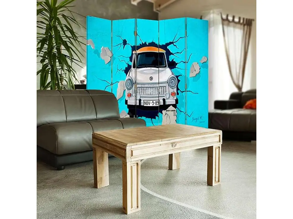 Paravent trabant une voiture 5 volets - 180 x 150 cm - 2 faces R° V° + rotation 360°