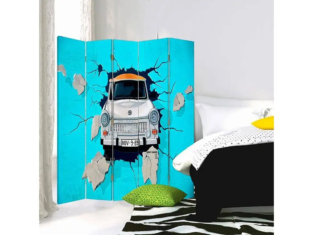 Paravent trabant une voiture 5 volets - 180 x 150 cm - 2 faces R° V° + rotation 360°