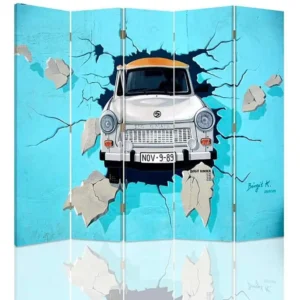 Paravent trabant une voiture 5 volets - 180 x 150 cm - 2 faces R° V° + rotation 360°