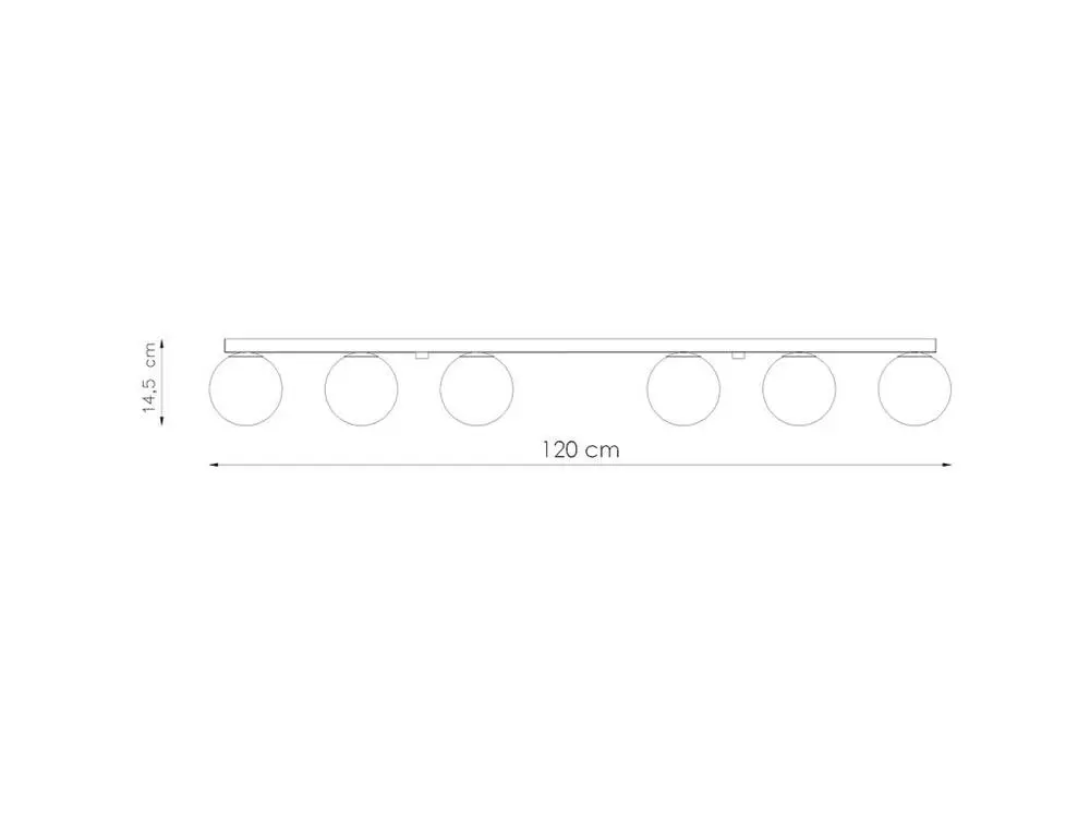 Plafonnier récent en acier / verre - 6 sources lumineuses - L.120 x H.14,5 cm - blanc