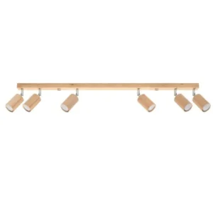 Plafonnier scandinave en bois - 6 sources lumineuses - L.120 x H.20 cm - chêne