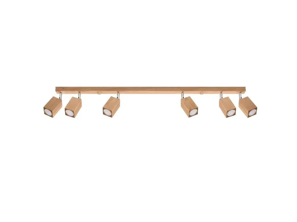 Plafonnier scandinave en bois - 6 sources lumineuses - L.120 x H.20 cm - chêne