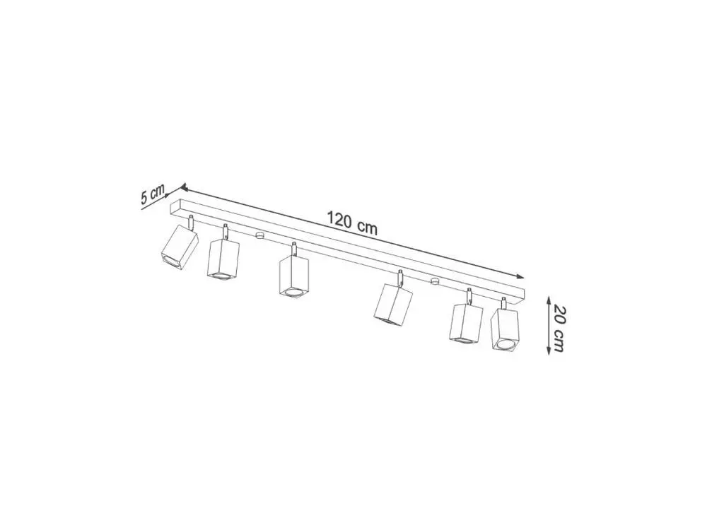 Plafonnier scandinave en bois - 6 sources lumineuses - L.120 x H.20 cm - chêne