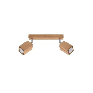 Plafonnier scandinave en bois - 2 sources lumineuses - L.30 x H.20 cm - chêne