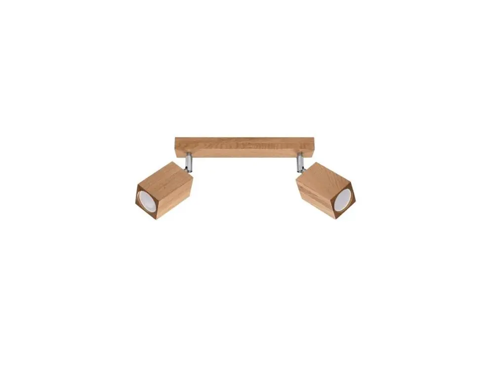 Plafonnier scandinave en bois - 2 sources lumineuses - L.30 x H.20 cm - chêne