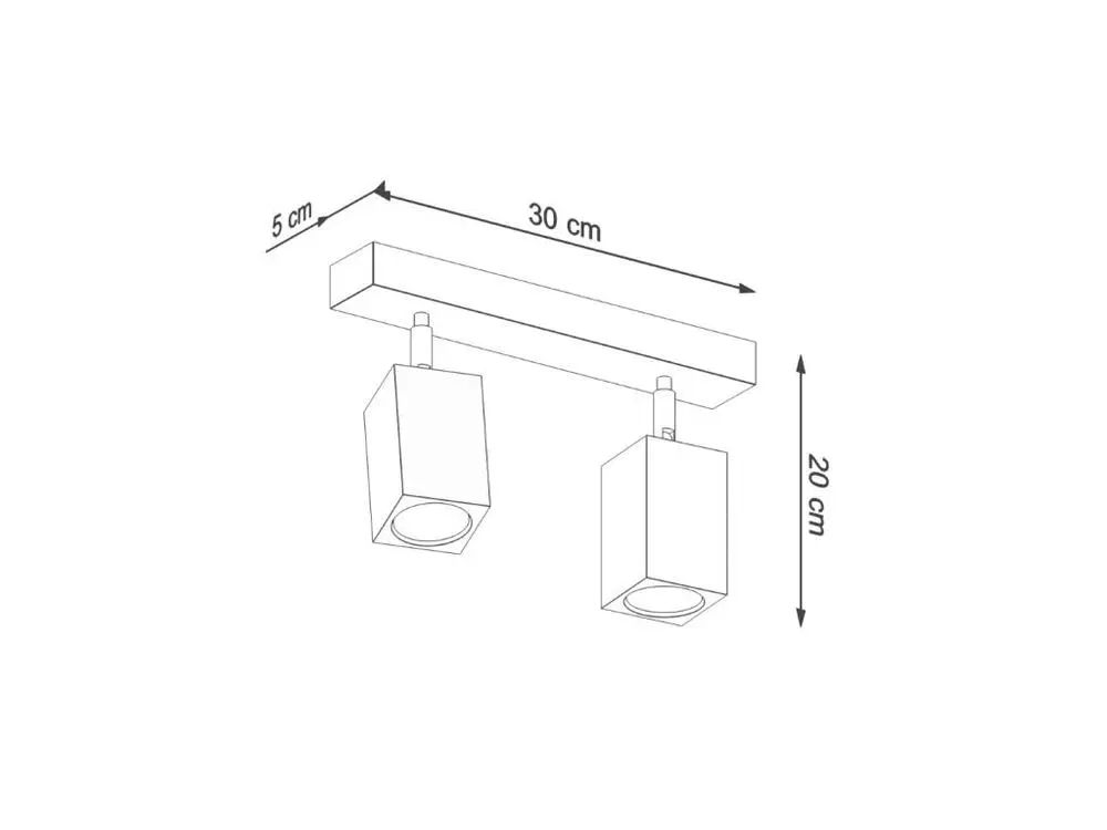 Plafonnier scandinave en bois - 2 sources lumineuses - L.30 x H.20 cm - chêne