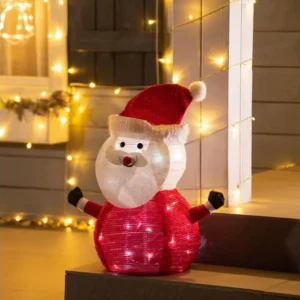 Père Noël Lumineux LED 51H cm - décoration de Noël LED - décoration Lumineuse de Noël - 30 LEDs 3 Clignotantes - Blanc Gla...