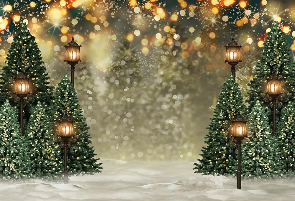 Toiles de Fond des Arbres de Noël Extérieurs Lumières Clignotant G-1440